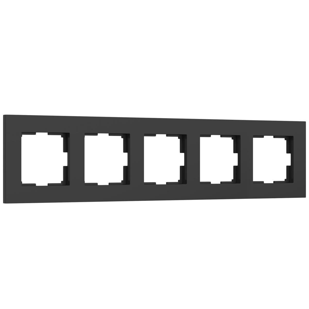 Рамка Werkel Slab на 5 постов черный софт W0052908 4690389207907