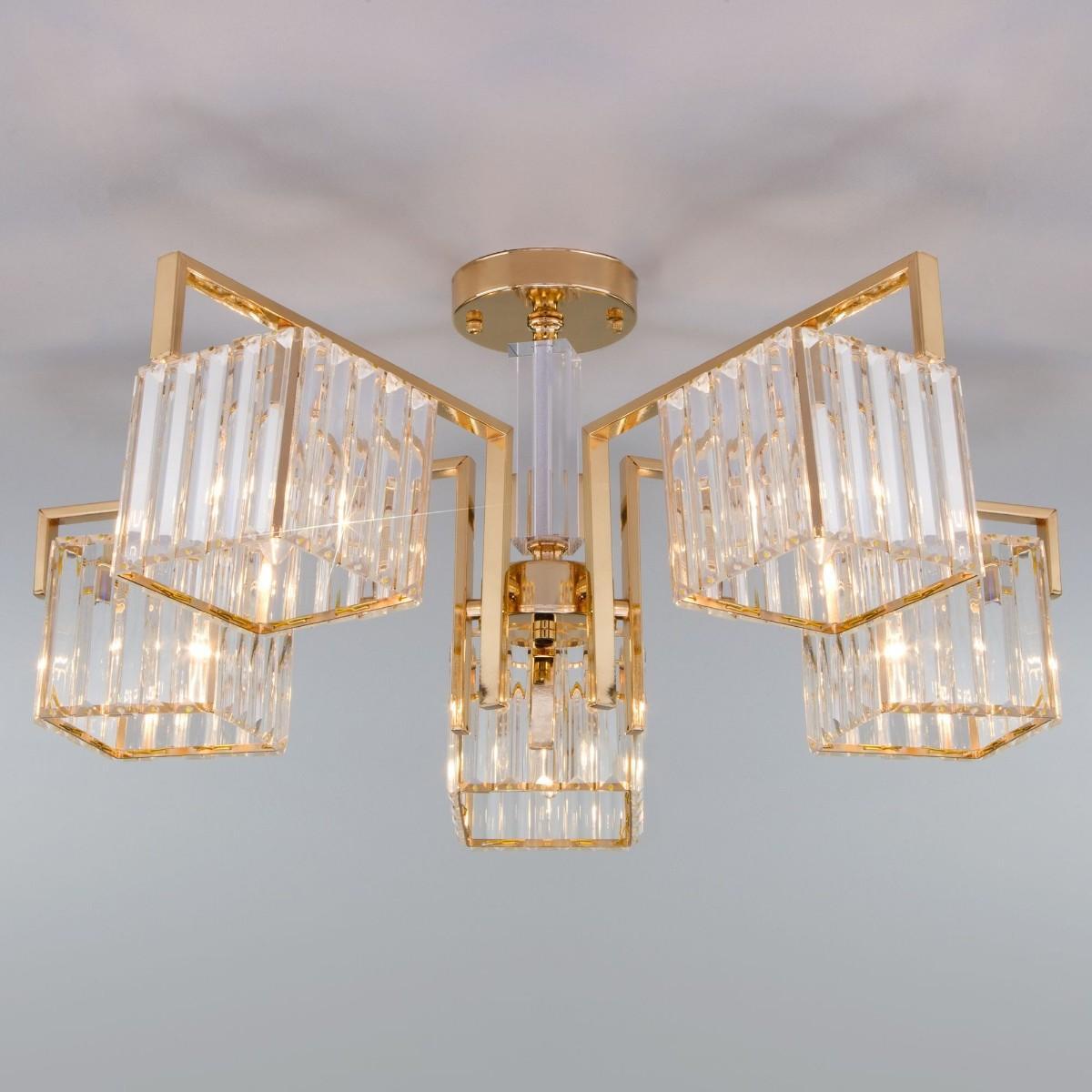 Потолочная люстра Eurosvet April 10126/5 золото/прозрачный хрусталь Strotskis Smart