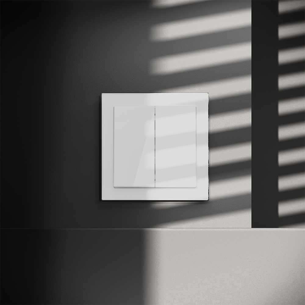 Перекрестный переключатель встраиваемый S70 двухклавишный 10А, (белый глянцевый) Voltum VLS020501