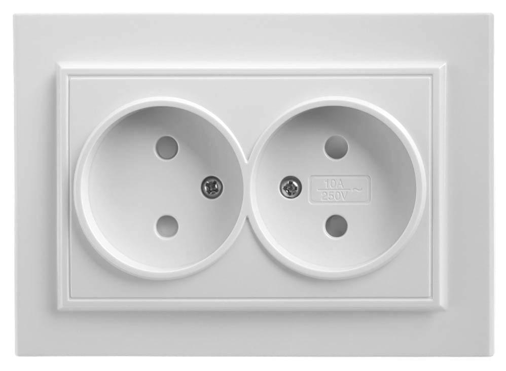 Розетка двойная Feron Stekker Эрна б/з 10A 250V белый PST10901301 39053