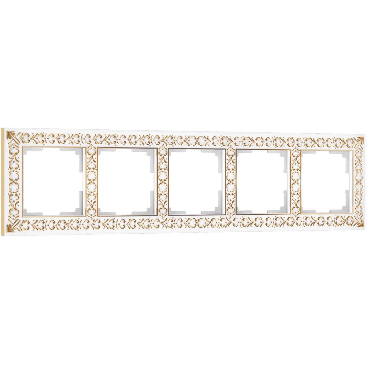 Рамка Werkel Antik на 5 постов белое золото W0051523 4690389158292
