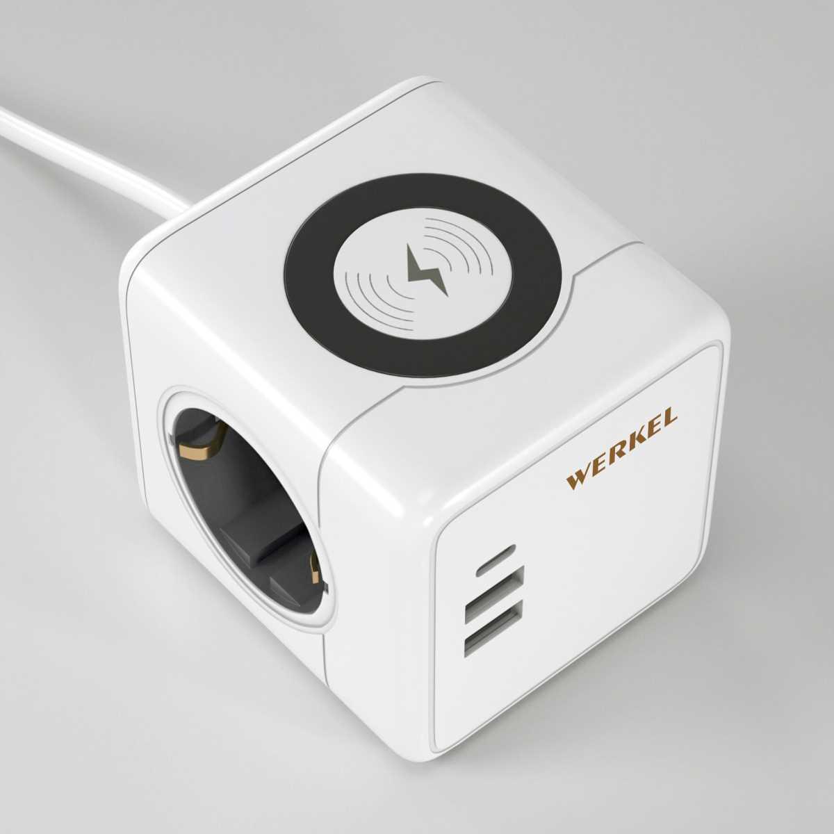 Розеточный блок 3-местный Werkel + 3 USB + беспроводная зарядка W6513501 4690389204265