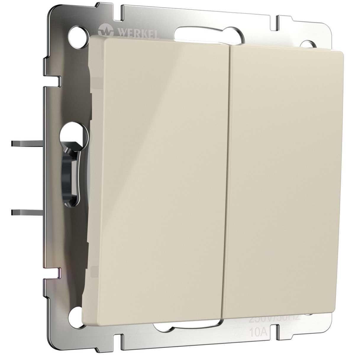 Выключатель двухклавишный с самовозвратом Werkel слоновая кость W1122403 4690389192326