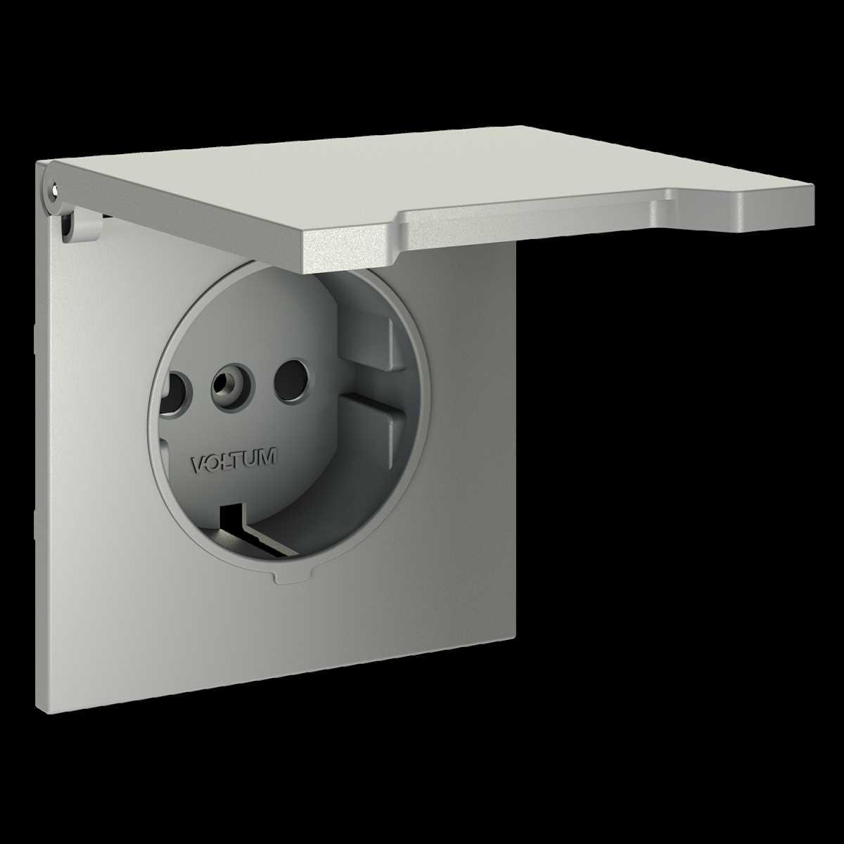 Накладка для розетки с заземлением защитными шторками и крышкой S70 (сталь) Voltum VLS000805