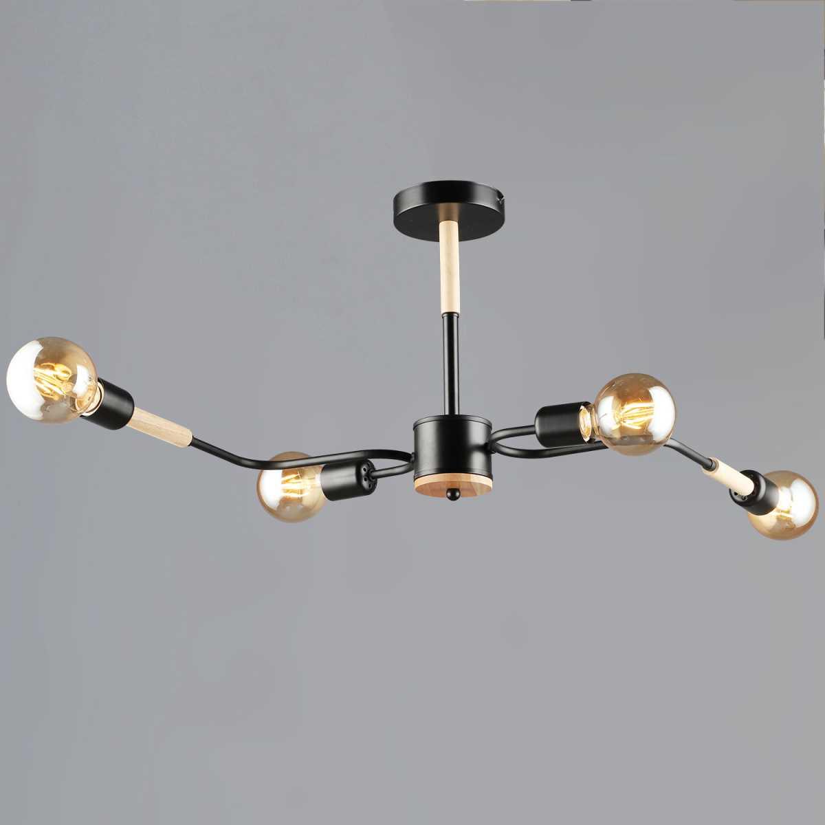 Люстра Reluce 10070-0.3-04 BK+WOOD