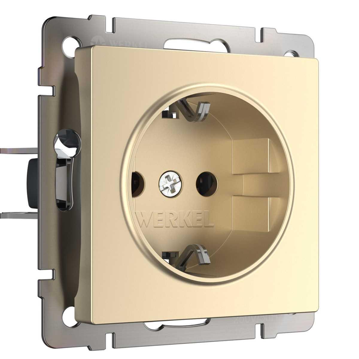 Розетка с заземлением и шторками Werkel шампань W1171111 4690389157387