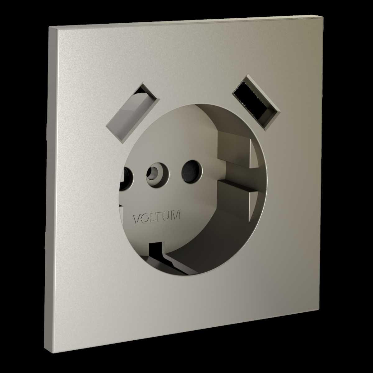 Накладка для розетки с заземлением и защитными шторками с USB A+A S70 (шелк) Voltum VLS000904