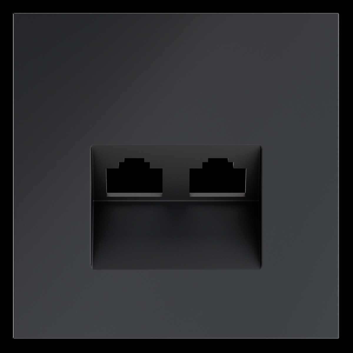 Накладка для розетки компьютерной двойной RJ45+RJ45 кат.6, S70 (графит) Voltum VLS001407