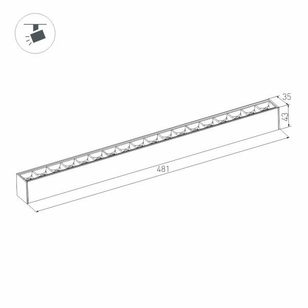 Трековый светодиодный светильник для магнитного шинопровода Arlight Mag-Laser-45-L480-27W Warm3000 032648
