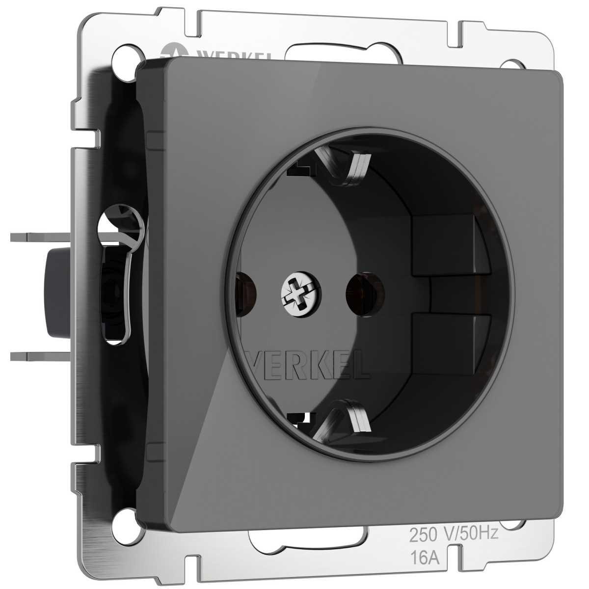 Розетка с заземлением Werkel графит акрил W1171044 4690389197505