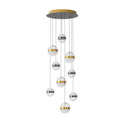 5037/84L L-VISION ODL24 ант.бронза/никель/прозрачн/молочный/металл/акрил Люстра каскадная LED 84W 40