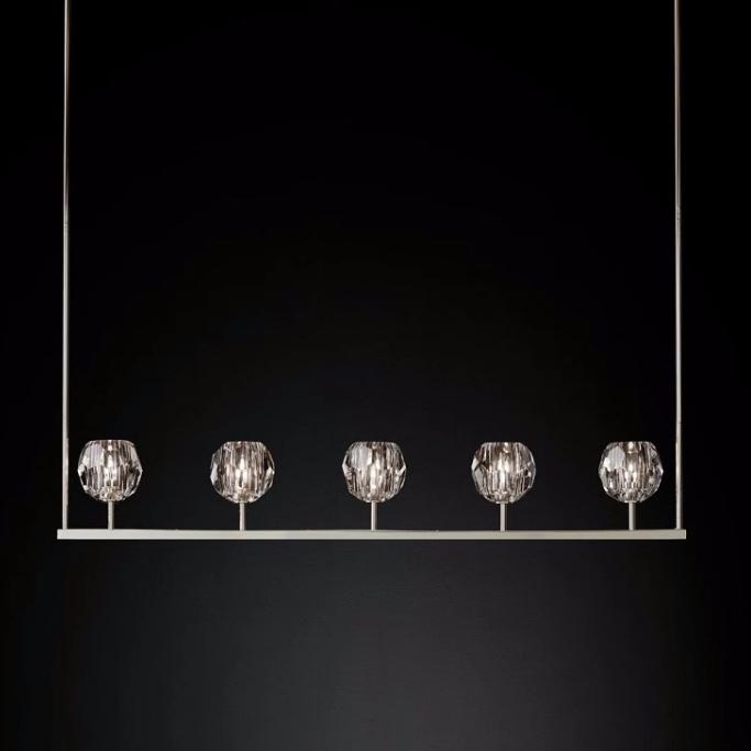 Подвесная люстра Imperium Loft Rh Boule De Cristal Linear Chandelier 5 Nickel 240205-22