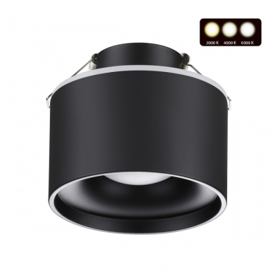 358962 SPOT NT22 черный Светильник встраиваемый с переключ. цв. температуры IP20 LED 3000К\4000К\600