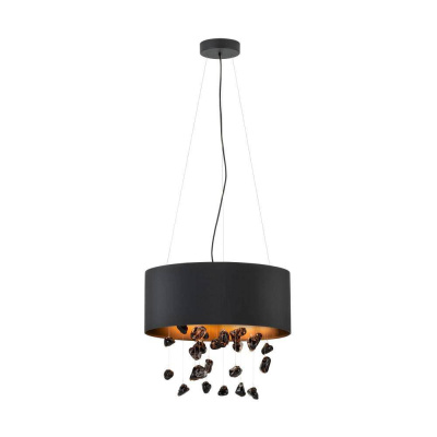 39845 Cветод. подвес ESCUELA, 3х16W(E27), Ø530, H1500, сталь, черный/текстиль, стекло, черный, прозр