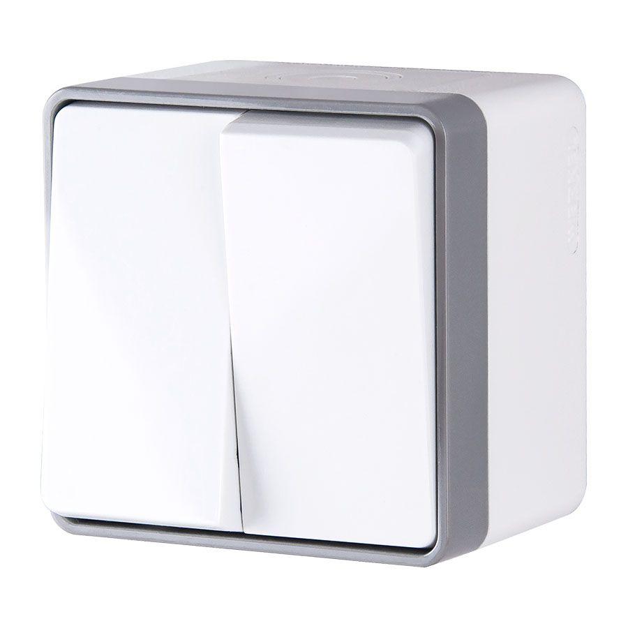 Выключатель Werkel двухклавишный влагозащищенный Gallant белый WL15-03-02 4690389102141