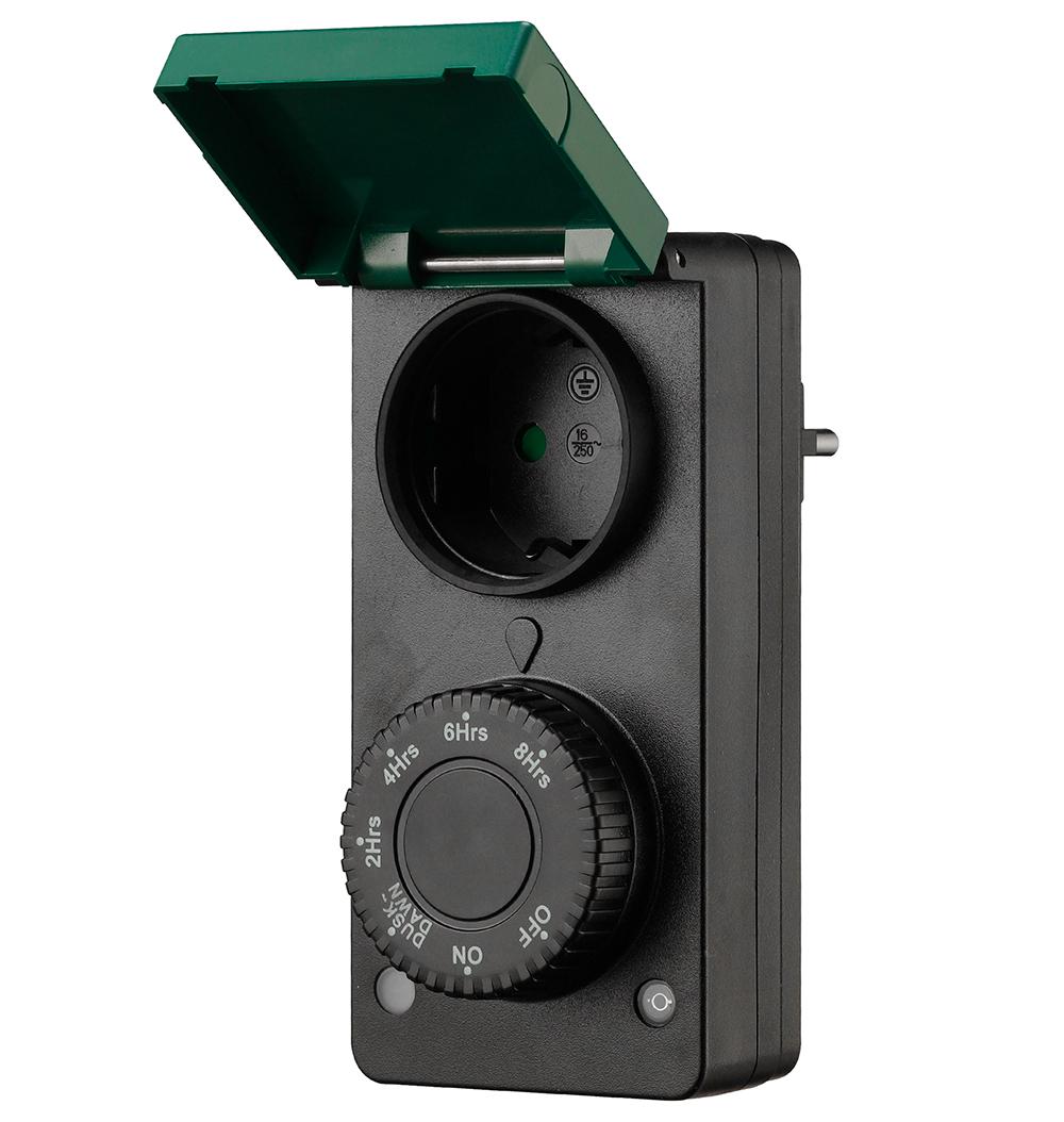 Розетка с таймером (с датчиком освещенности) Feron TM29 суточная мощность 2300W/10A IP44 51434