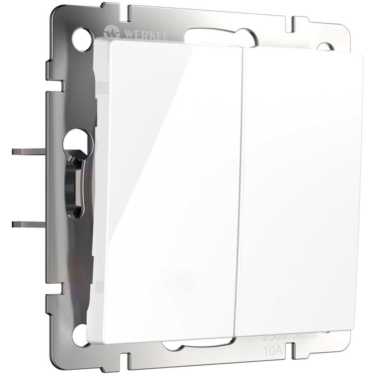 Выключатель двухклавишный с самовозвратом Werkel белый W1122401 4690389192319