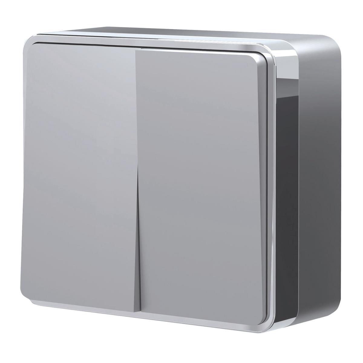 Выключатель двухклавишный Werkel Gallant серебряный W5020006 4690389167102