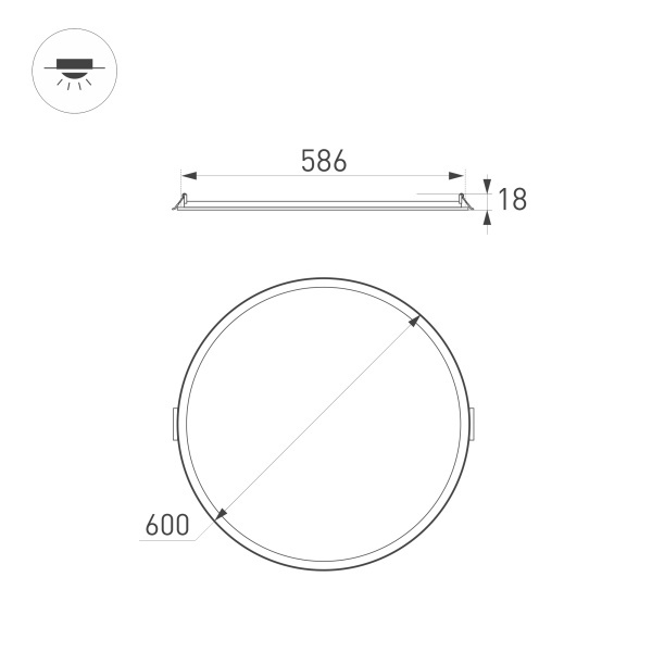Встраиваемый светодиодный светильник Arlight DL-Edge-R600-50W Day4000 020438(1)