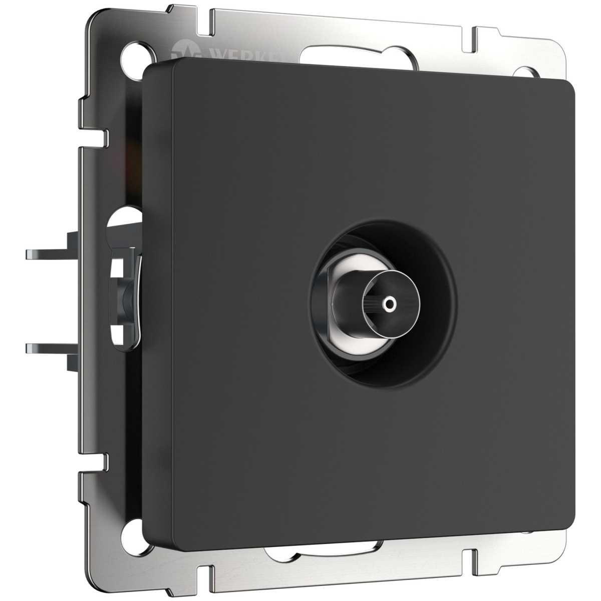 W1184008/ ТВ-розетка проходная (черный матовый)