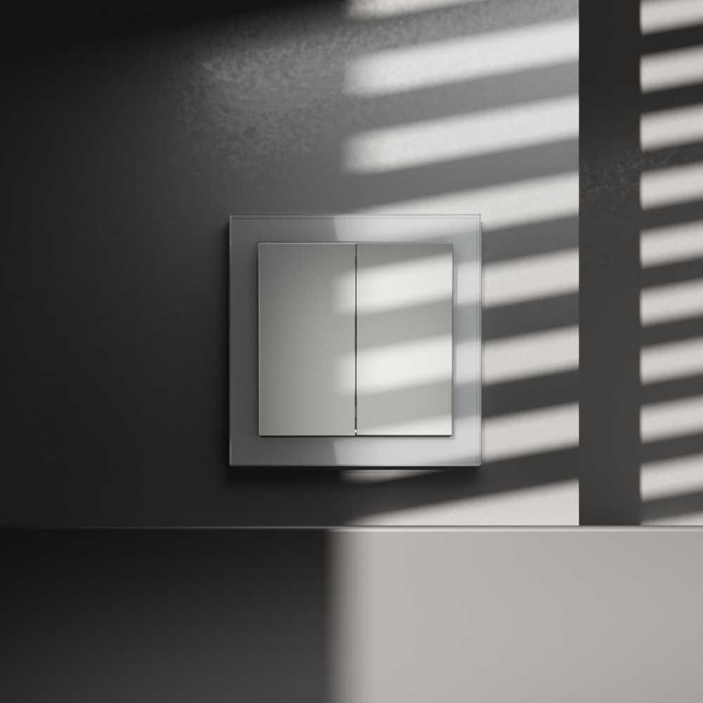 Перекрестный переключатель встраиваемый S70 двухклавишный 10А, (сталь) Voltum VLS020505