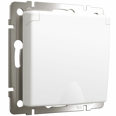 W1171261 Розетка с заземлением и шторками c крышкой IP44 (белый матовый)