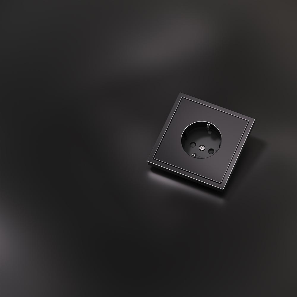 Накладка для розетки с заземлением и защитными шторками, S70 Metal (антрацит) Voltum VLSM000712