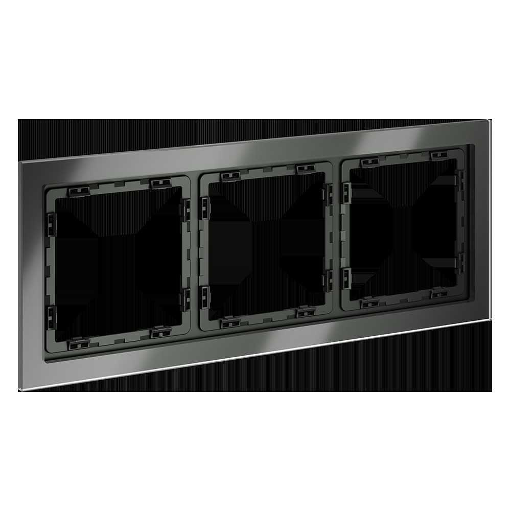 Рамка стеклянная Voltum S70 на 3 поста, (титан, стекло) VLS110306