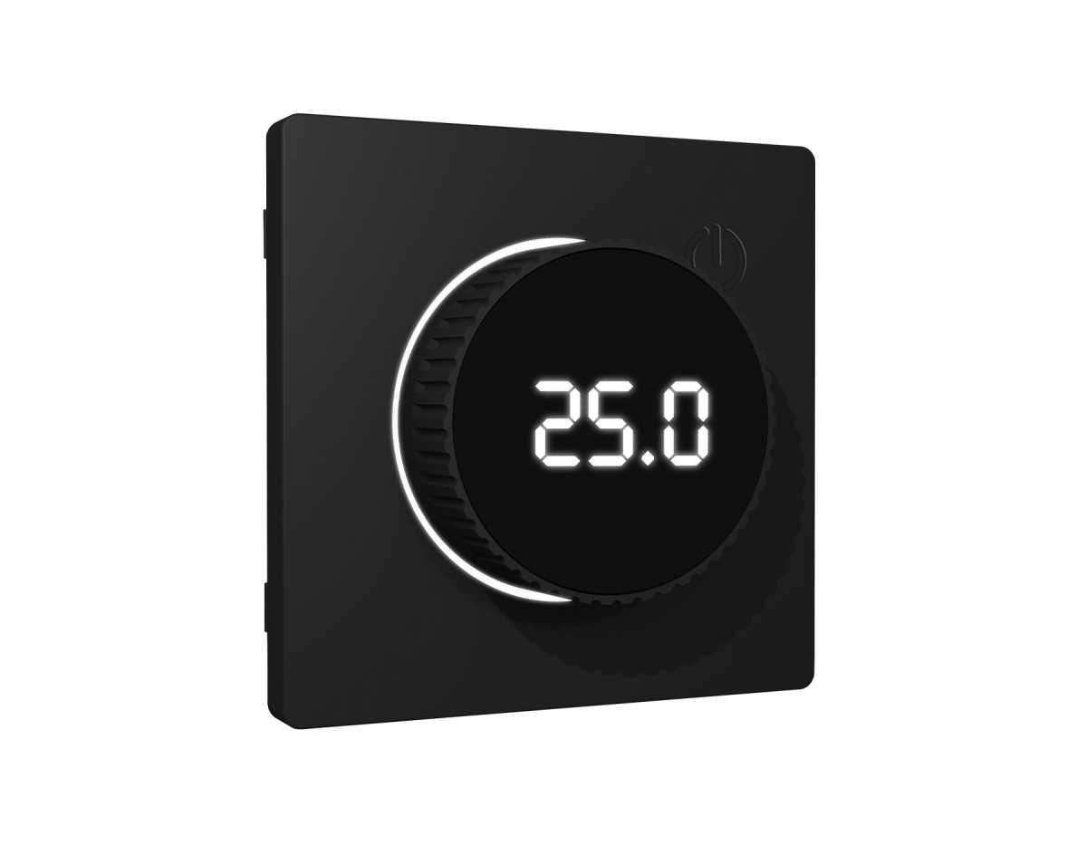 Лицевая панель ALFA (Черный матовый) для терморегулятора теплого пола с цифровым дисплеем QUANT AP8058