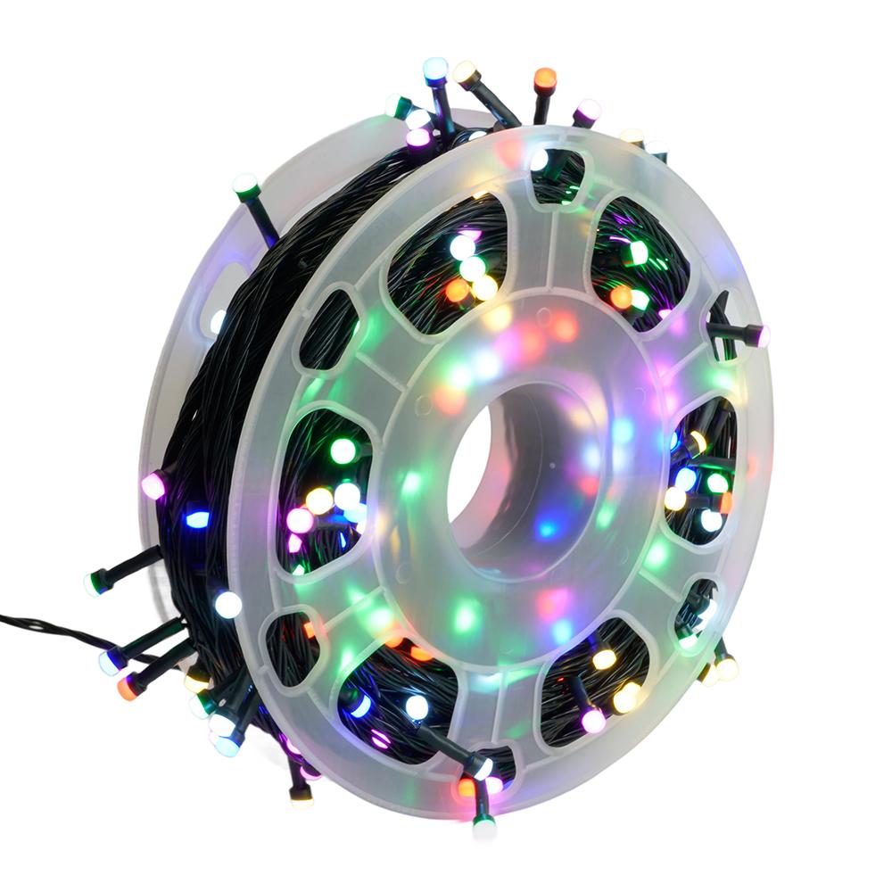 Светодиодная гирлянда на бобине Feron CL98 линейная 50м + 3м 230V мультиколор, c питанием от сети, зеленый шнур 51438