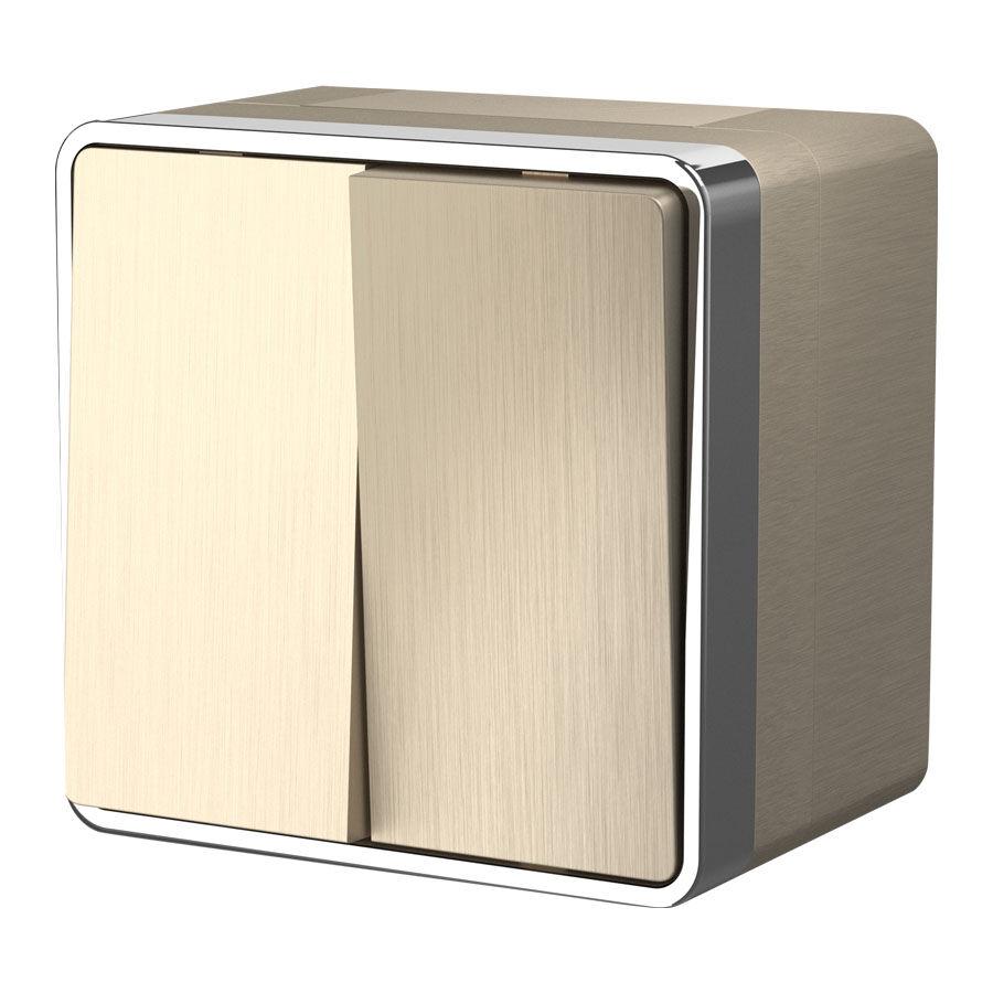 W5020210/ Выключатель двухклавишный влагозащищенный Gallant (шампань рифленый)