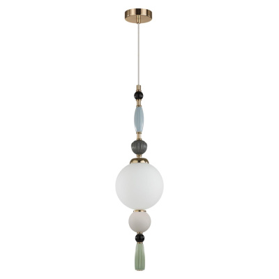 5405/1A MODERN ODL_EX24 золотой/голубой/зеленый/белый матов./металл/керамика/стекло Подвес E14 1*40W