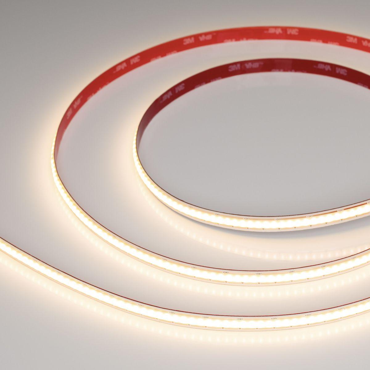 Светодиодная лента Arlight 10W/m 480Led/m CSP теплый белый 5M COB-X480-10mm 24V Warm3000 044196