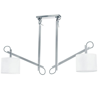 766029 (MD2344-2S)  Люстра MECCANO (2 КОР!) 2x60W E27 ХРОМ/БЕЛЫЙ ткань (в комплекте), шт