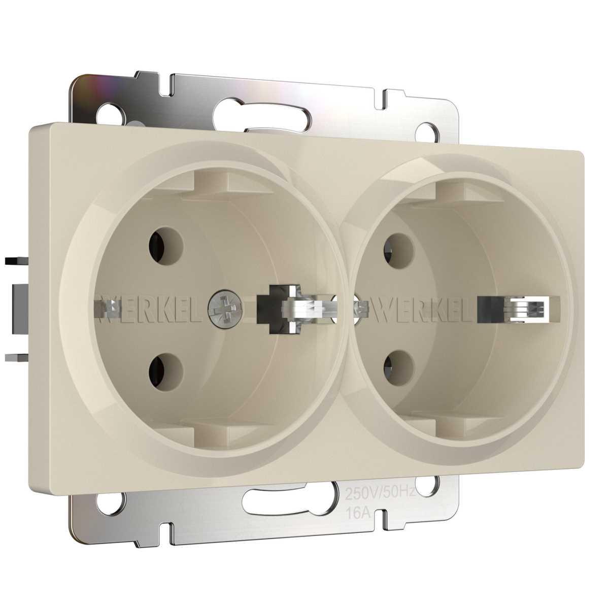 Розетка двойная с заземлением Werkel слоновая кость W1172003 4690389155840
