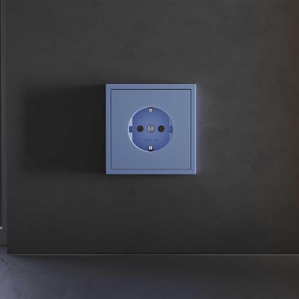 Накладка для розетки с заземлением и защитными шторками, S70 (деним) Voltum VLS000715