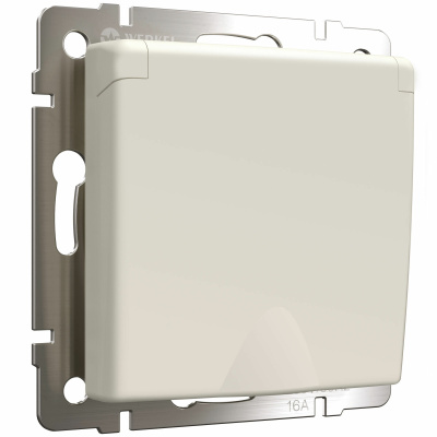 W1171262 Розетка с заземлением и шторками c крышкой IP44 (айвори матовый)