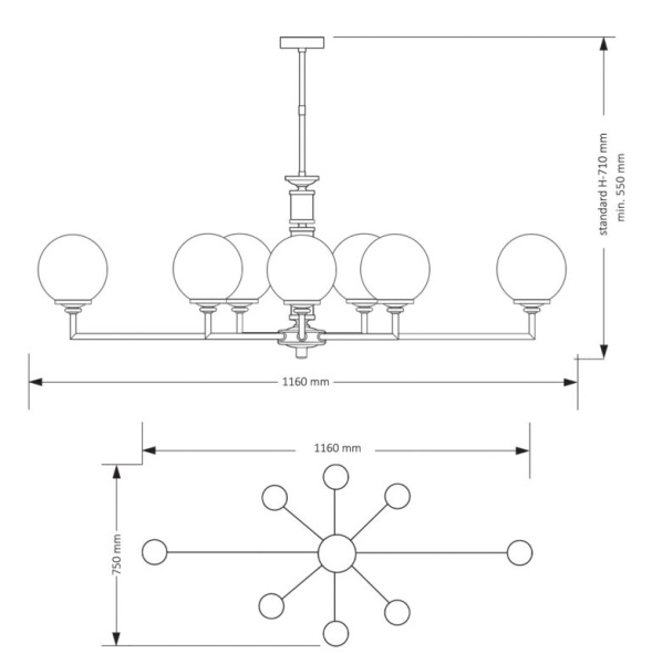 Подвесная люстра KUTEK MOOD Artu Glass ART-ZWL-8(Z)G