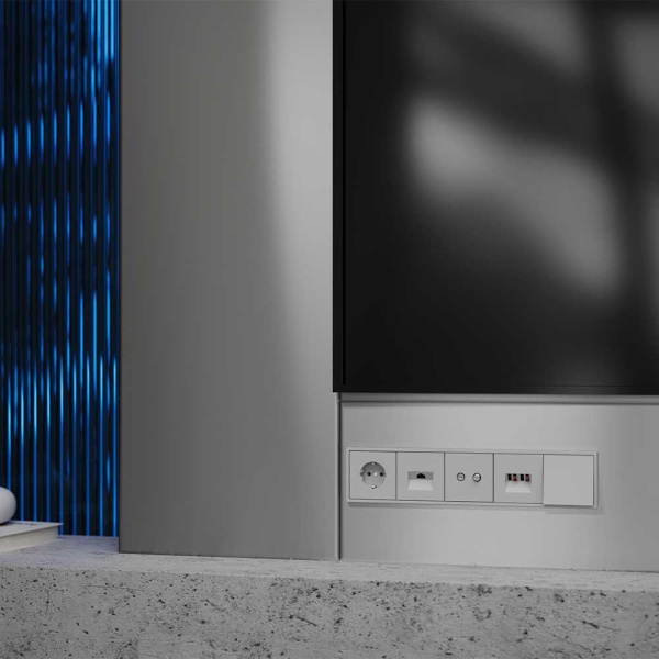 Накладка для розетки компьютерной RJ45 кат.6, S70 (серый) Voltum VLS001316