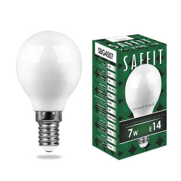 Лампа светодиодная Saffit E14 7W 2700K матовая SBG4507 55034