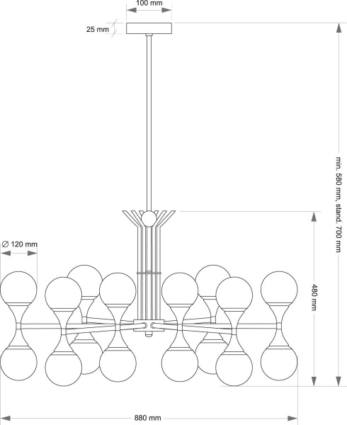 Подвесной светильник KUTEK BARI BAR-ZW-8(ZM)