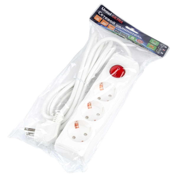 Удлинитель Uniel Ultra 3гн х 2м с/з S-GCU3-2B White UL-00010015