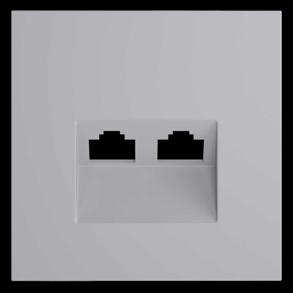 Накладка для розетки компьютерной двойной RJ45+RJ45 кат.6, S70 (серый) Voltum VLS001416