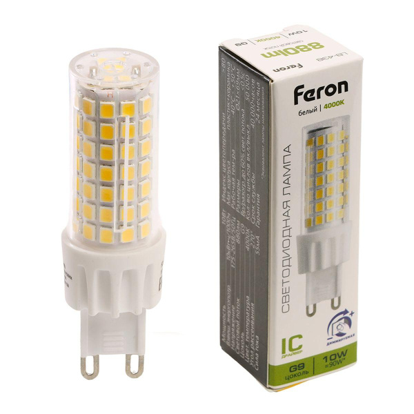 Лампа светодиодная диммируемая Feron LB-438 G9 10W 4000K 51742