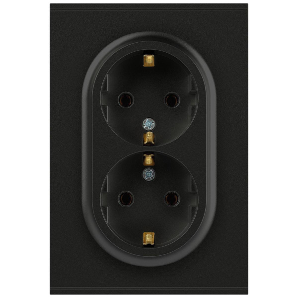 Розетка ЭРА Arktik 16-2105-05 двойная с заземлением 2X2P+E Schuko со шторками 16А-250В антрацит Б0070458