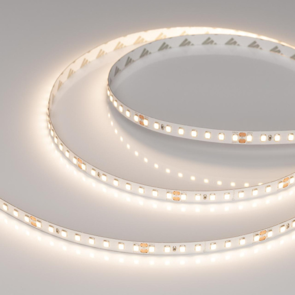 Светодиодная лента RT-A128-8mm 24V Warm3500 (10 W/m, IP20, 5m) Arlight 038757(1)