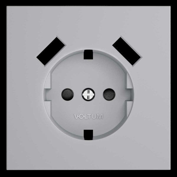 Накладка для розетки с заземлением и защитными шторками, с USB A+A, S70 (серый) Voltum VLS000916