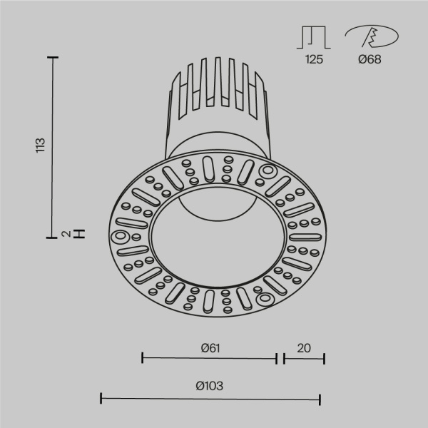Встраиваемый светильник Maytoni Technical DL122-15W-3K-TRS-B