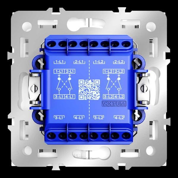 Перекрестный переключатель встраиваемый S70 двухклавишный 10А, (белый глянцевый) Voltum VLS020501