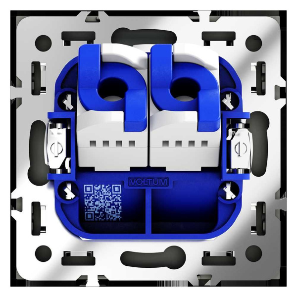 Розетка компьютерная встраиваемая Voltum S70 двойная RJ45+RJ45 кат.6, (черный матовый) VLS060208